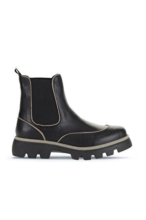 Bueno Shoes Siyah Gri Deri Kadın Düz Bot 01wz6505