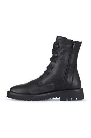 Bueno Shoes Siyah Deri Kadın Düz Bot 01wz6701