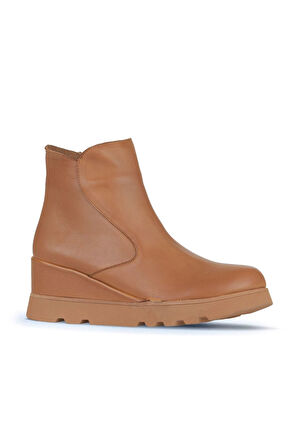 Bueno Shoes Taba Deri Kadın Dolgu Topuklu Bot 01wz7201