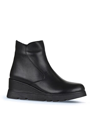 Bueno Shoes Siyah Deri Kadın Dolgu Topuklu Bot 01wz7201