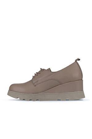 Bueno Shoes Gri Deri Kadın Dolgu Topuklu Ayakkabı 01wz7204