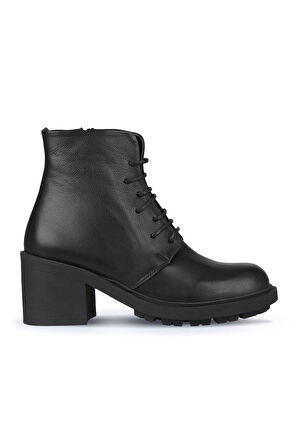 Bueno Shoes Siyah Deri Kadın Topuklu Bot 01wz7904