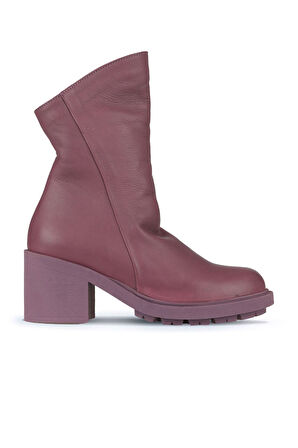 Bueno Shoes Mor Deri Kadın Topuklu Bot 01wz7905