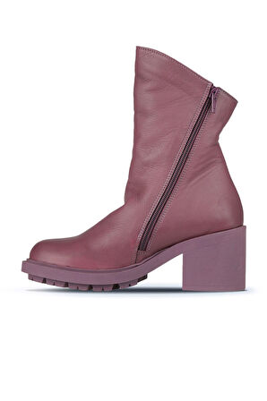 Bueno Shoes Mor Deri Kadın Topuklu Bot 01wz7905