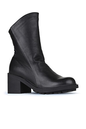 Bueno Shoes Siyah Deri Kadın Topuklu Bot 01wz7905
