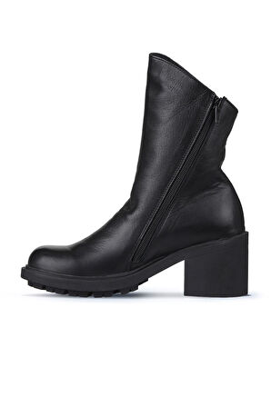 Bueno Shoes Siyah Deri Kadın Topuklu Bot 01wz7905