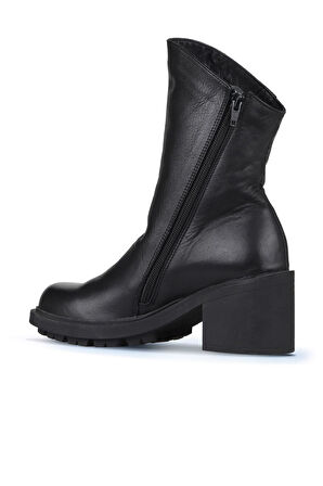 Bueno Shoes Siyah Deri Kadın Topuklu Bot 01wz7905