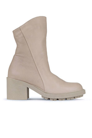 Bueno Shoes Vizon Açık Deri Kadın Topuklu Bot 01wz7905