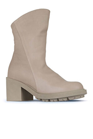 Bueno Shoes Vizon Açık Deri Kadın Topuklu Bot 01wz7905