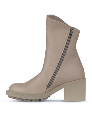 Bueno Shoes Vizon Açık Deri Kadın Topuklu Bot 01wz7905