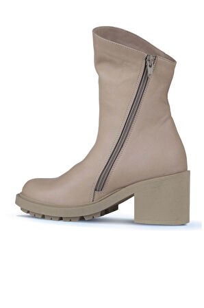 Bueno Shoes Vizon Açık Deri Kadın Topuklu Bot 01wz7905