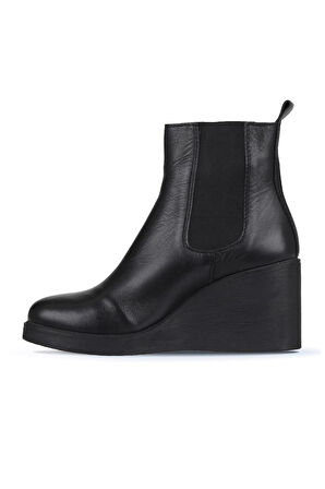 Bueno Shoes Siyah Deri Kadın Dolgu Topuklu Bot 01wz8302