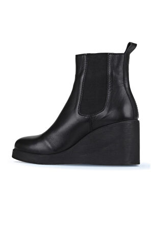 Bueno Shoes Siyah Deri Kadın Dolgu Topuklu Bot 01wz8302