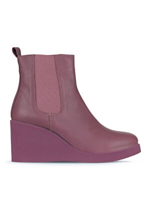 Bueno Shoes Mor Deri Kadın Dolgu Topuklu Bot 01wz8302