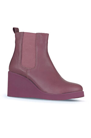 Bueno Shoes Mor Deri Kadın Dolgu Topuklu Bot 01wz8302