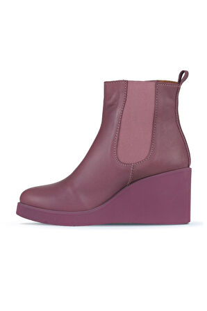 Bueno Shoes Mor Deri Kadın Dolgu Topuklu Bot 01wz8302