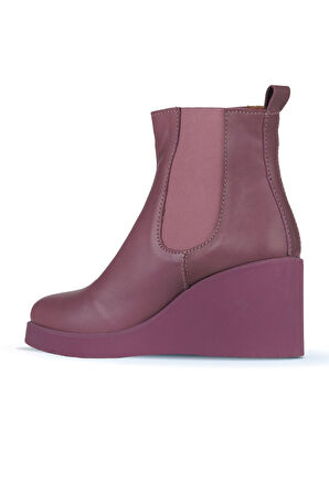 Bueno Shoes Mor Deri Kadın Dolgu Topuklu Bot 01wz8302