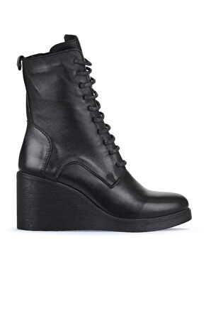 Bueno Shoes Siyah Deri Kadın Dolgu Topuklu Bot 01wz8303