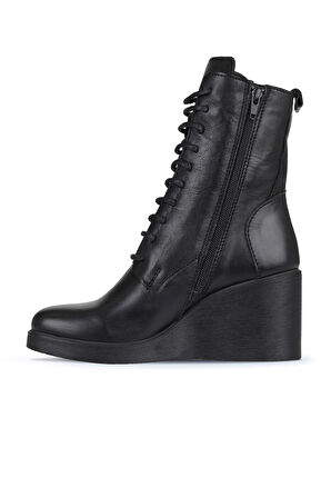 Bueno Shoes Siyah Deri Kadın Dolgu Topuklu Bot 01wz8303