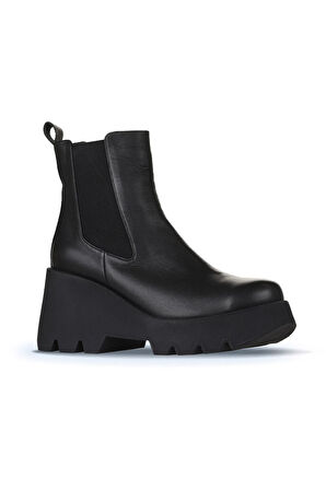 Bueno Shoes Siyah Deri Kadın Dolgu Topuklu Bot 01wz8403
