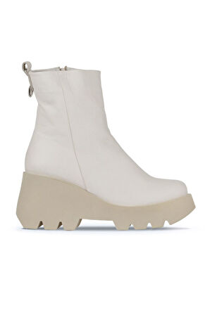 Bueno Shoes Bej Deri Kadın Dolgu Topuklu Bot 01wz8404