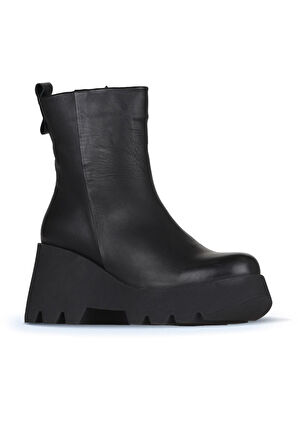 Bueno Shoes Siyah Deri Kadın Dolgu Topuklu Bot 01wz8404