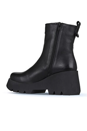 Bueno Shoes Siyah Deri Kadın Dolgu Topuklu Bot 01wz8404