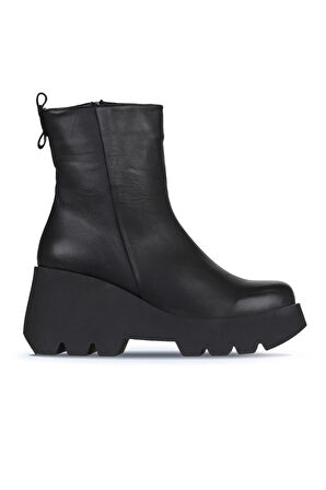 Bueno Shoes Siyah Deri Kadın Dolgu Topuklu Bot 01wz8404