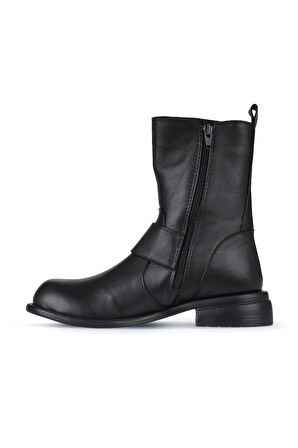Bueno Shoes Siyah Deri Kadın Düz Bot 01wz6800