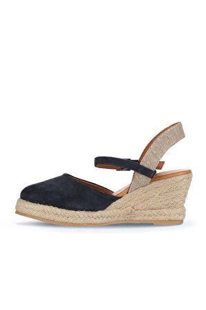 Bueno Shoes Lacivert Süet Kadın Dolgu Topuklu Sandalet 14ws7205