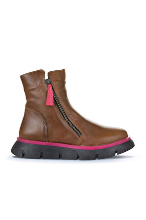 Bueno Shoes Vizon Fuşya Deri Kadın Düz Bot 01wz1501