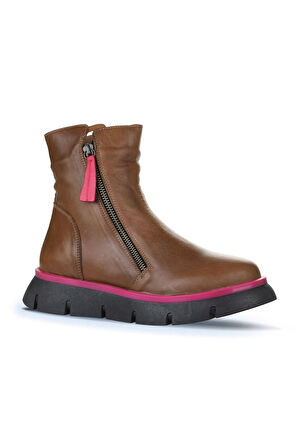Bueno Shoes Vizon Fuşya Deri Kadın Düz Bot 01wz1501
