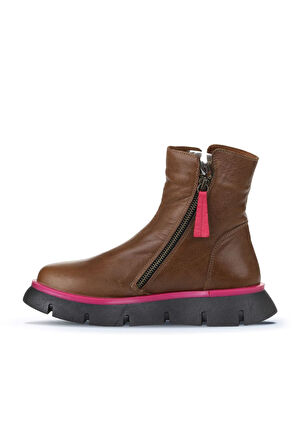 Bueno Shoes Vizon Fuşya Deri Kadın Düz Bot 01wz1501