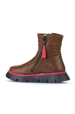 Bueno Shoes Vizon Fuşya Deri Kadın Düz Bot 01wz1501