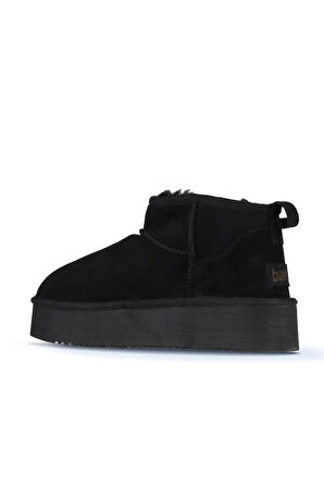 Bueno Shoes Siyah Süet Kadın Dolgu Topuklu Bot 05ag2074054