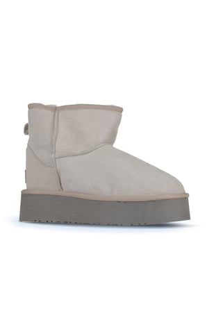 Bueno Shoes Bej Süet Kadın Dolgu Topuklu Bot 05ag2034054