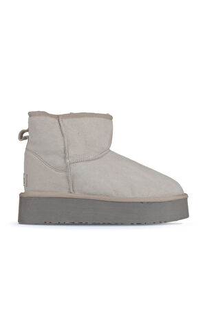 Bueno Shoes Bej Süet Kadın Dolgu Topuklu Bot 05ag2034054