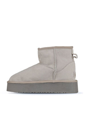 Bueno Shoes Bej Süet Kadın Dolgu Topuklu Bot 05ag2034054