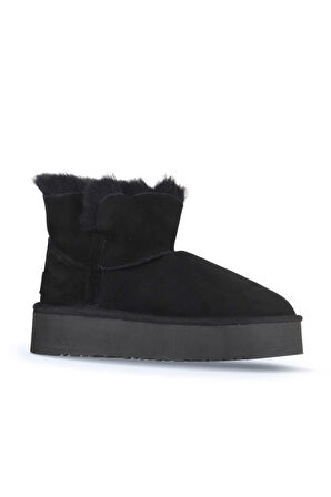 Bueno Shoes Siyah Süet Kadın Dolgu Topuklu Bot 05ag2104054