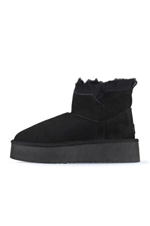 Bueno Shoes Siyah Süet Kadın Dolgu Topuklu Bot 05ag2104054