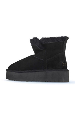 Bueno Shoes Siyah Süet Kadın Dolgu Topuklu Bot 05ag2104054