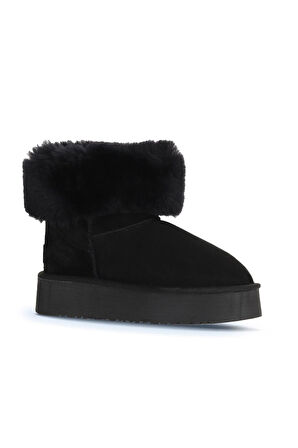 Bueno Shoes Siyah Süet Kadın Dolgu Topuklu Bot 05ag2024054