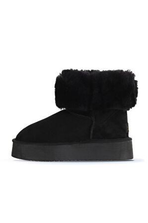Bueno Shoes Siyah Süet Kadın Dolgu Topuklu Bot 05ag2024054