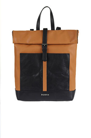 Bueno Shoes Taba Siyah Deri Kadın Sırt Çantası 01wbu1920