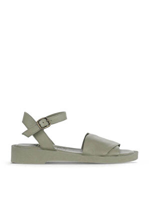 Bueno Shoes Haki Deri Kadın Düz Sandalet 01wa0701