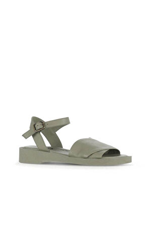 Bueno Shoes Haki Deri Kadın Düz Sandalet 01wa0701