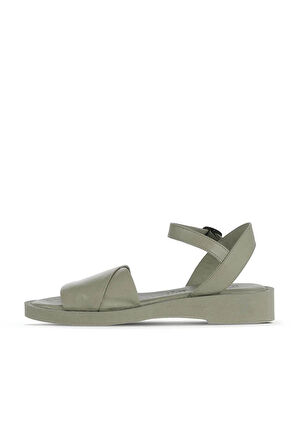 Bueno Shoes Haki Deri Kadın Düz Sandalet 01wa0701