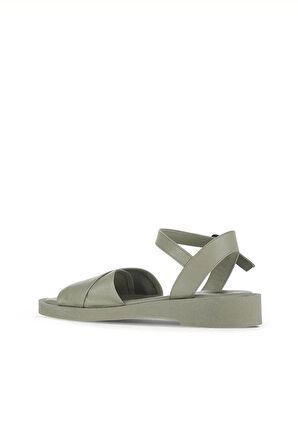 Bueno Shoes Haki Deri Kadın Düz Sandalet 01wa0701