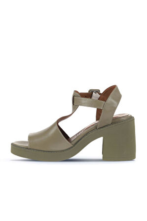 Bueno Shoes Haki Deri Kadın Topuklu Sandalet 01wa1702