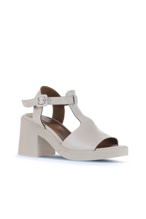 Bueno Shoes Gri Deri Kadın Topuklu Sandalet 01wa1702